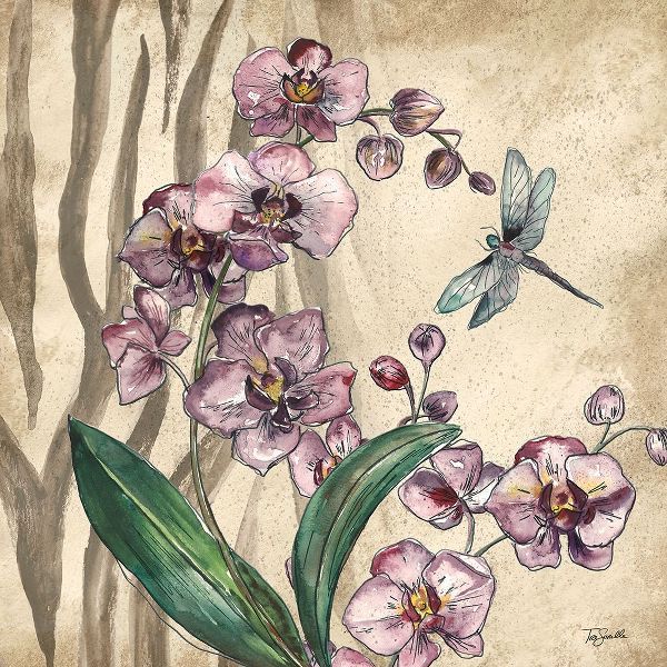 Boho Orchid and Dragonfly I