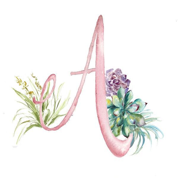 Watercolor Succulent Monogram A