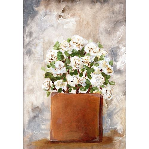 White Flower Clay Pot II