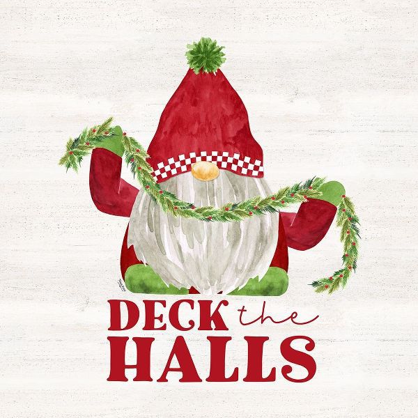 Reed, Tara 아티스트의 Gnome for Christmas Sentiment III-Deck the Halls 작품