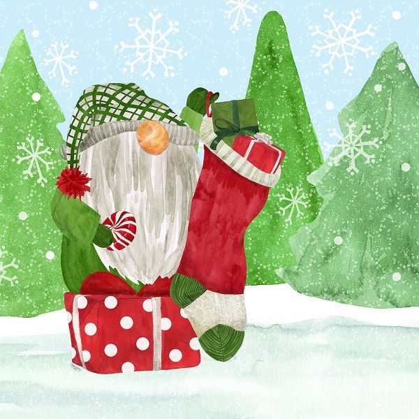 Reed, Tara 아티스트의 Gnome for Christmas blue IV-Gnome Stocking 작품