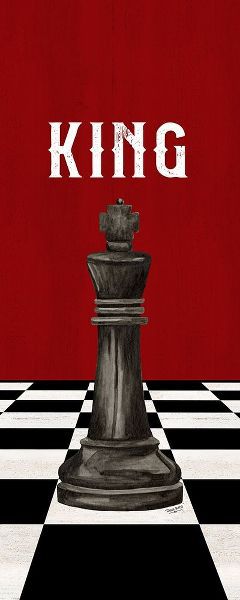 Rather be Playing Chess Pieces black on red panel V-King