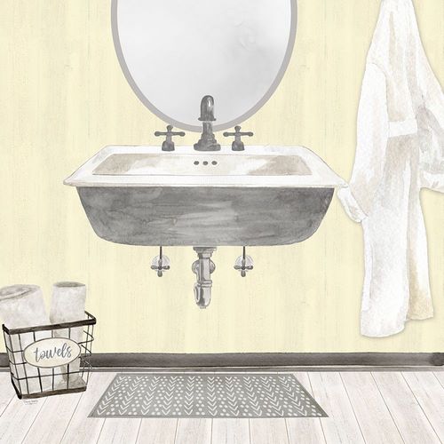 Farmhouse Bath II gray &amp; yellow 2-Sink