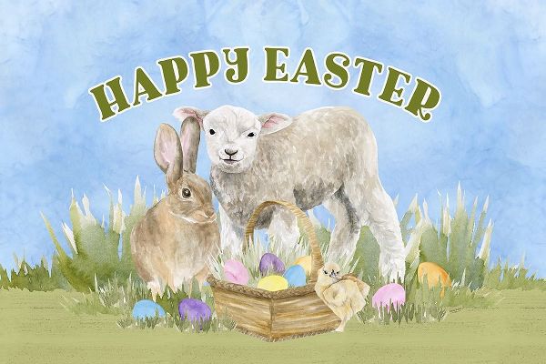 Farmhouse  Easter Sentiment landscape-Happy Easter