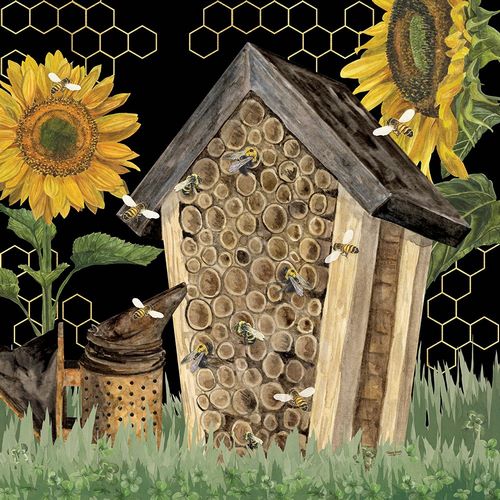 Reed, Tara 아티스트의 Honey Bees And Flowers Please on black X작품입니다.