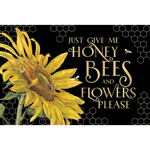 Reed, Tara 아티스트의 Honey Bees And Flowers Please landscape on black III-Give me Honey Bees작품입니다.