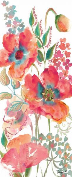 Bohemian Poppies Pink/Teal I