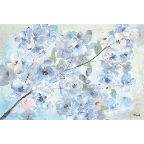 Watercolor Blue Blossoms Landscape