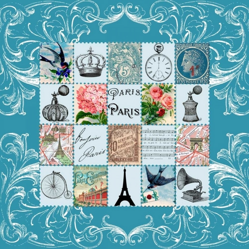 Paris Stamps Grey