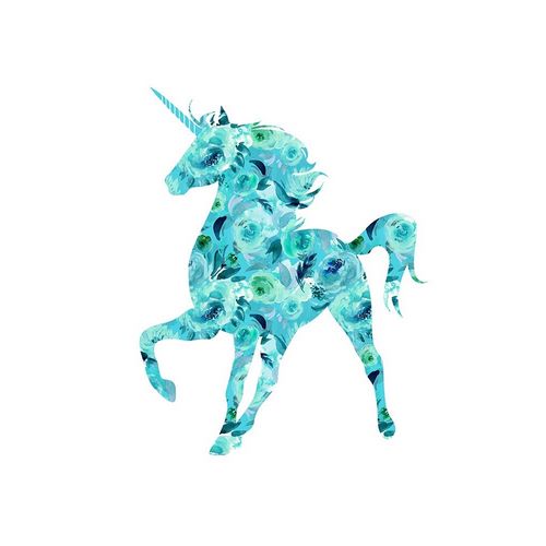 Blue Floral Unicorn