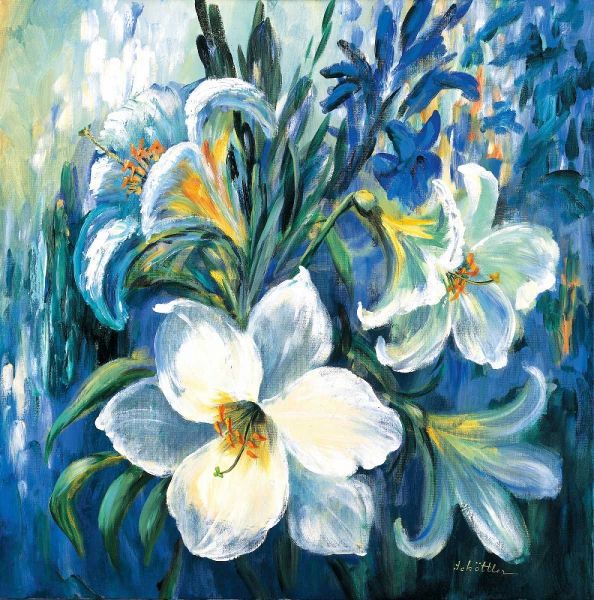 White lilies in Spring