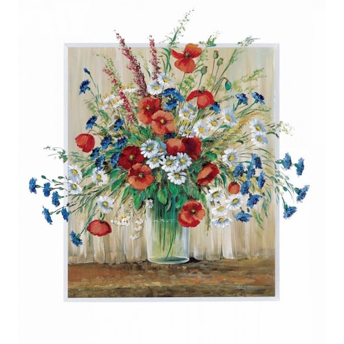 A vase with poppies