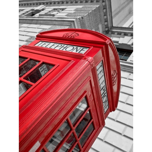 Close-up of telephone box, low angle view, England