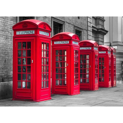 London, telephone boxes in a row