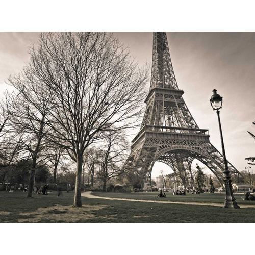 View of Eiffel tower from park, Paris, France