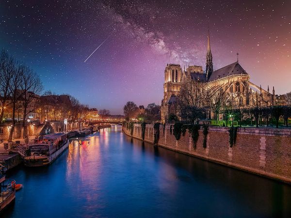 Notre-Dame de Paris at night, France