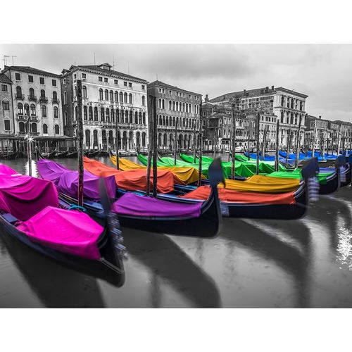 Gondolas parked on the grand canal, Venice, Italy