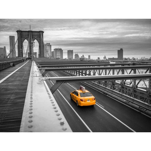 Cab on brooklyn bridge, Manhattan, New York