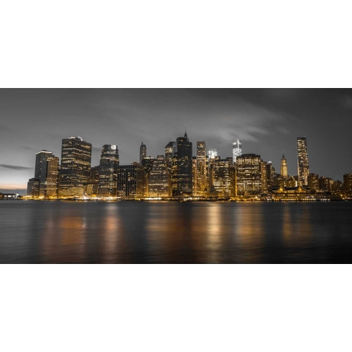Evening shot of Lower Manhattan skyline, New York