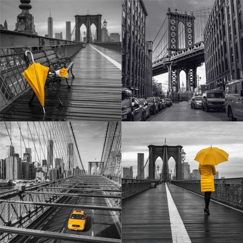 Collage of famous places in New York city