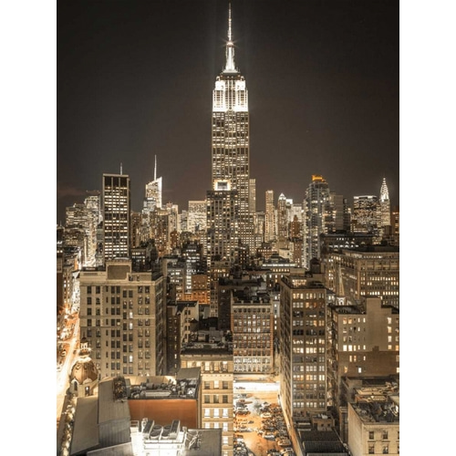 Illuminated Manhattan skyline at twilight - New York City