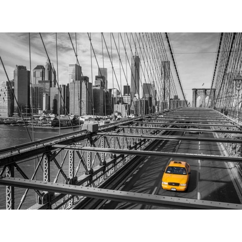 Cab on Brooklyn Bridge, Manhattan, New York