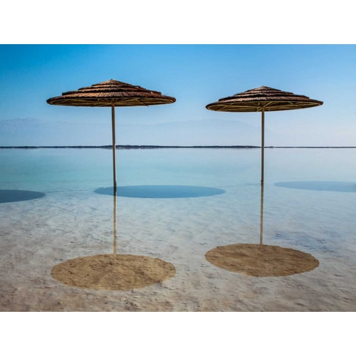 Bathing canopy on the beach on the Dead Sea, Israel
