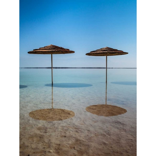Bathing canopy on the beach on the Dead Sea, Israel