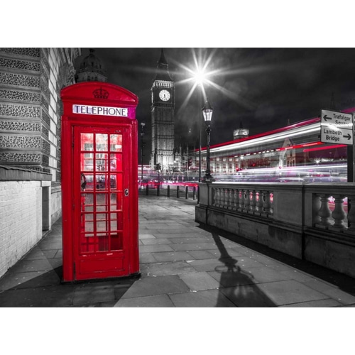 Telephone box with Big Ben, London, Uk