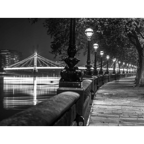 London Riverside Promenade with Albert Bridge
