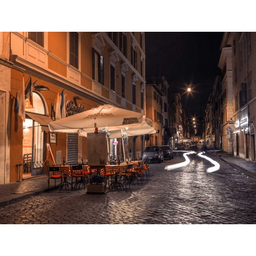 Sidewalk cafe on narrow streets of Rome, Italy, FTBR-1825