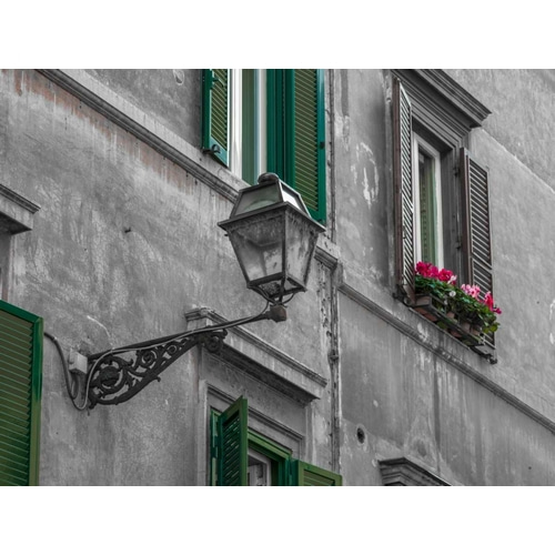Lamp on an old buildings in city of Rome, Italy
