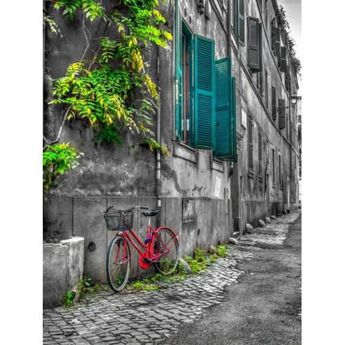 Bicycle outside old building, Rome, Italy