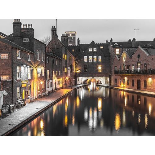 View of Gas street basin at evening in Birmingham, UK