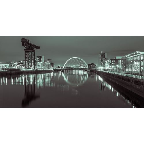 View along the river Clyde at night, Glasgow, FTBR-1901