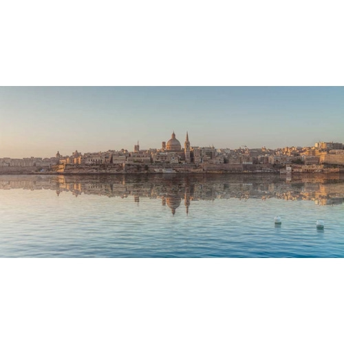 The harbour and St. Pauls Anglican Cathedral at Valletta, Malta