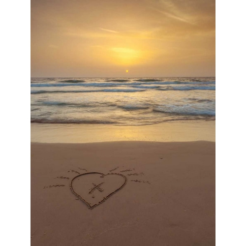 Sand writing - Heart shape drawn on the beach