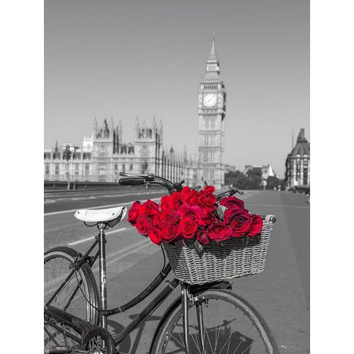 Frank, Assaf 아티스트의 Bicycle with bunch of flowers on Westminster Bridge-London-UK 작품
