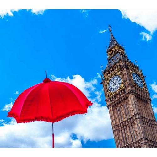 Big Ben with Red Umbrella, London, UK