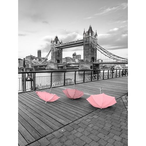 Pink umbrellas, Tower bridge, London