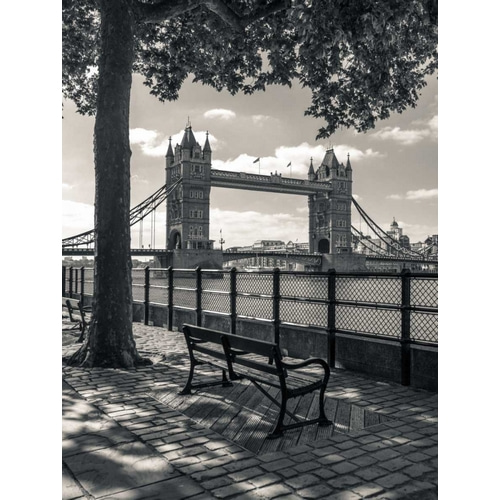 Thames promenade with Tower bridge in background, London, UK