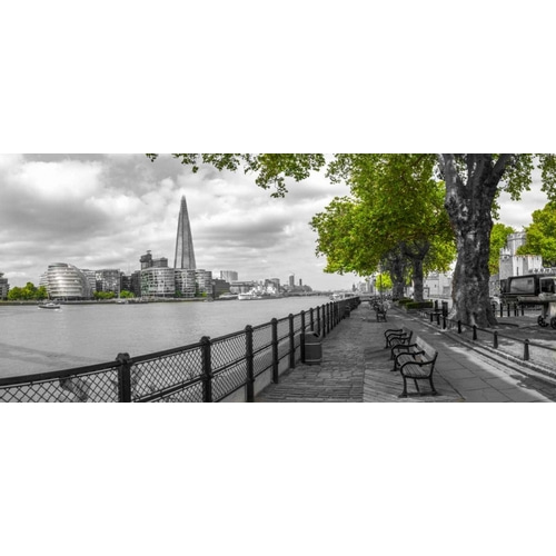Thames promenade with The Shard in background, London, UK