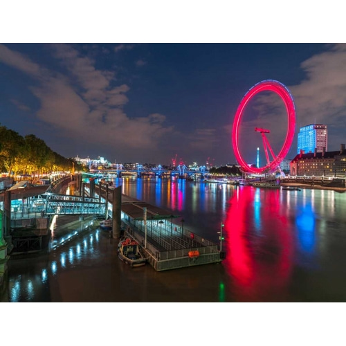 London city skyline with London Eye over river Thames, UK