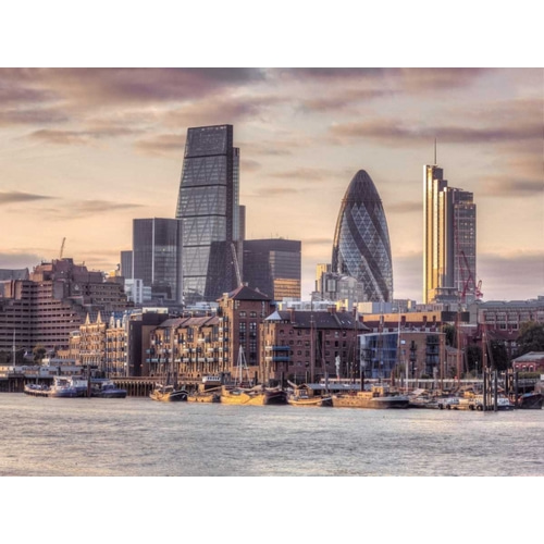 London skyline over river Thames, UK