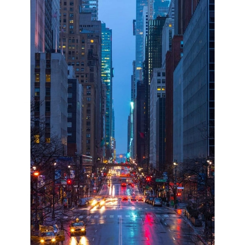 Evening view of streets of Manhattan, New York City