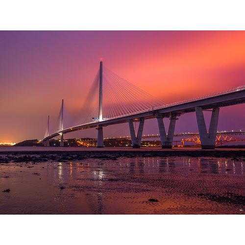 Queensferry Crossing at night, Scotland