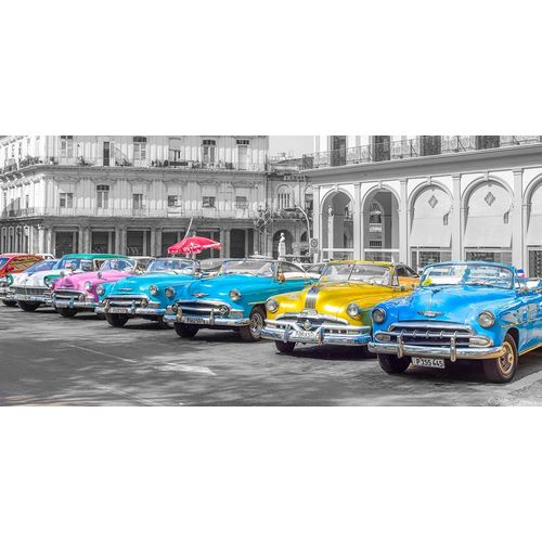 Traditional cuban cars parked in row by the road in Havava, Cuba, FTBR 1849