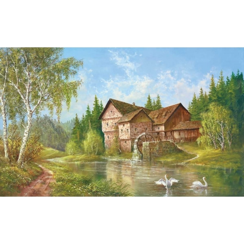 Mill With Swans