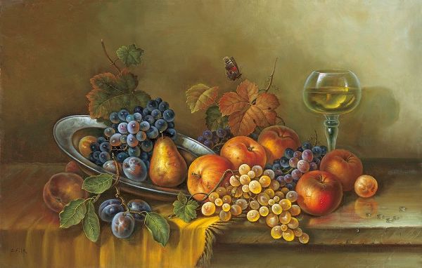 FRUITS AND A GLASS OF WINE