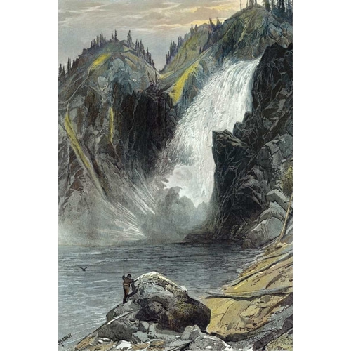 The Upper Yellowstone Falls (A Colored Engraving)